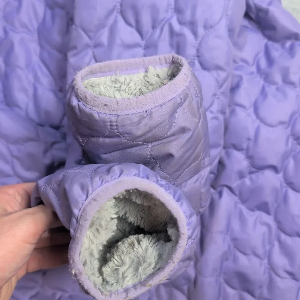 Columbia Jacket Girls L 14-16 Purple Quilted Fleece Lined Hooded Winter Coat